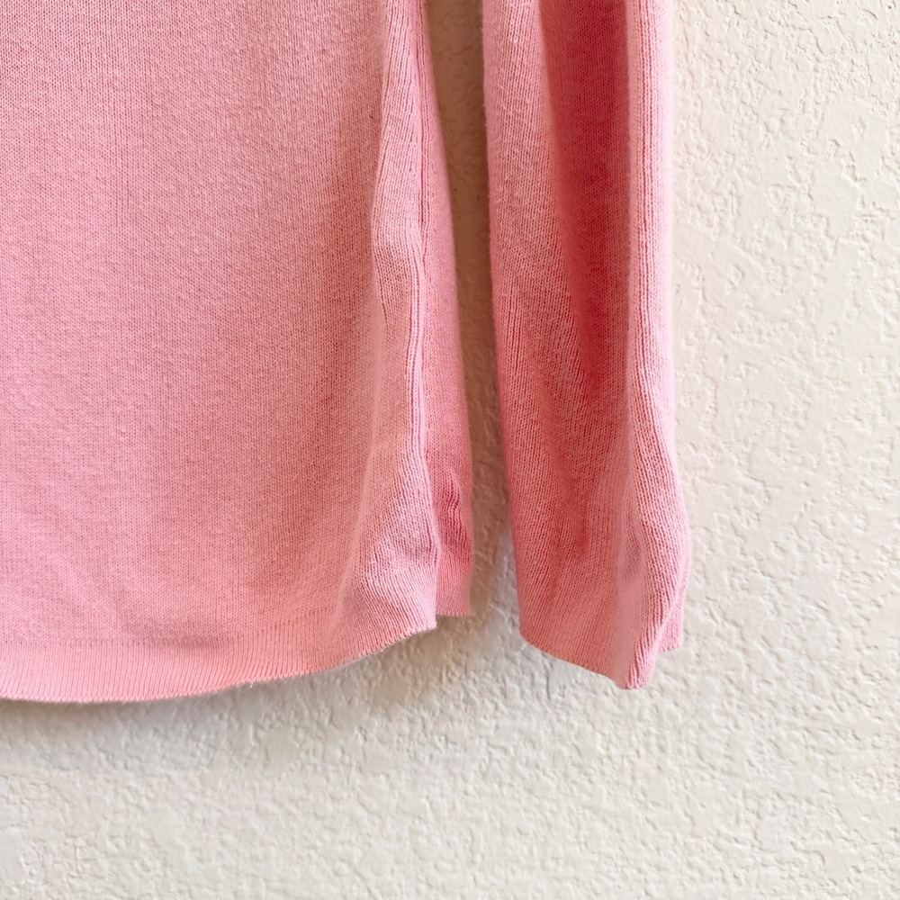 United Colors of Benetton Pink Cotton Scalloped V-Neck Sweater Made in Italy M - Picture 7 of 12